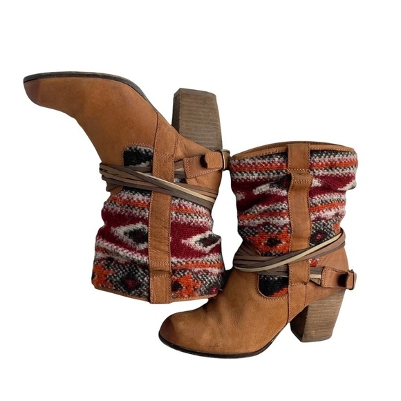 Steve Madden Tolteca Southwestern Inspired Nubuck & Textile Ankle Boots Sz 8 - Picture 4 of 10